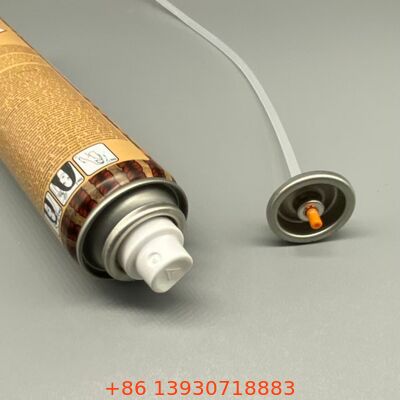 Válvula de pulverização de aerossóis com bocal de névoa ultrafinos para desempenho livre de resíduos e funcionamento a 360 graus de shampoo seco