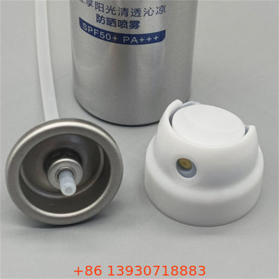 Válvula de aerossol de protetor solar para uso em sprays cosméticos   Soluição de embalagem para cuidados com a pele com atuador   Dispensador de névoa contínua para proteção UV