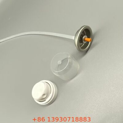 Válvula de pulverização de aerossóis com bocal de névoa ultrafinos para desempenho livre de resíduos e funcionamento a 360 graus de shampoo seco