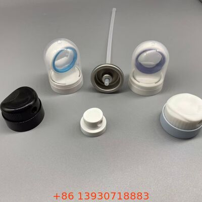 Válvula de aerossol de protetor solar com tampa de segurança para aplicações de protetor solar em spray contínuo