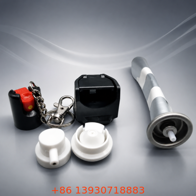 Conjunto de válvula contínua de alumínio de 20 mm para embalagens de aerossóis de spray de pimenta com padrão de spray personalizável